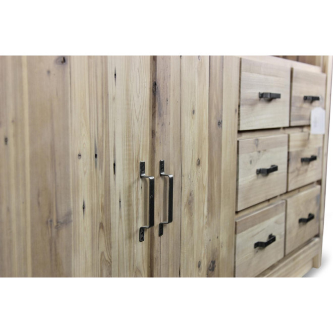 Buffet 6 Tiroirs Bois Naturel 184x40x106cm