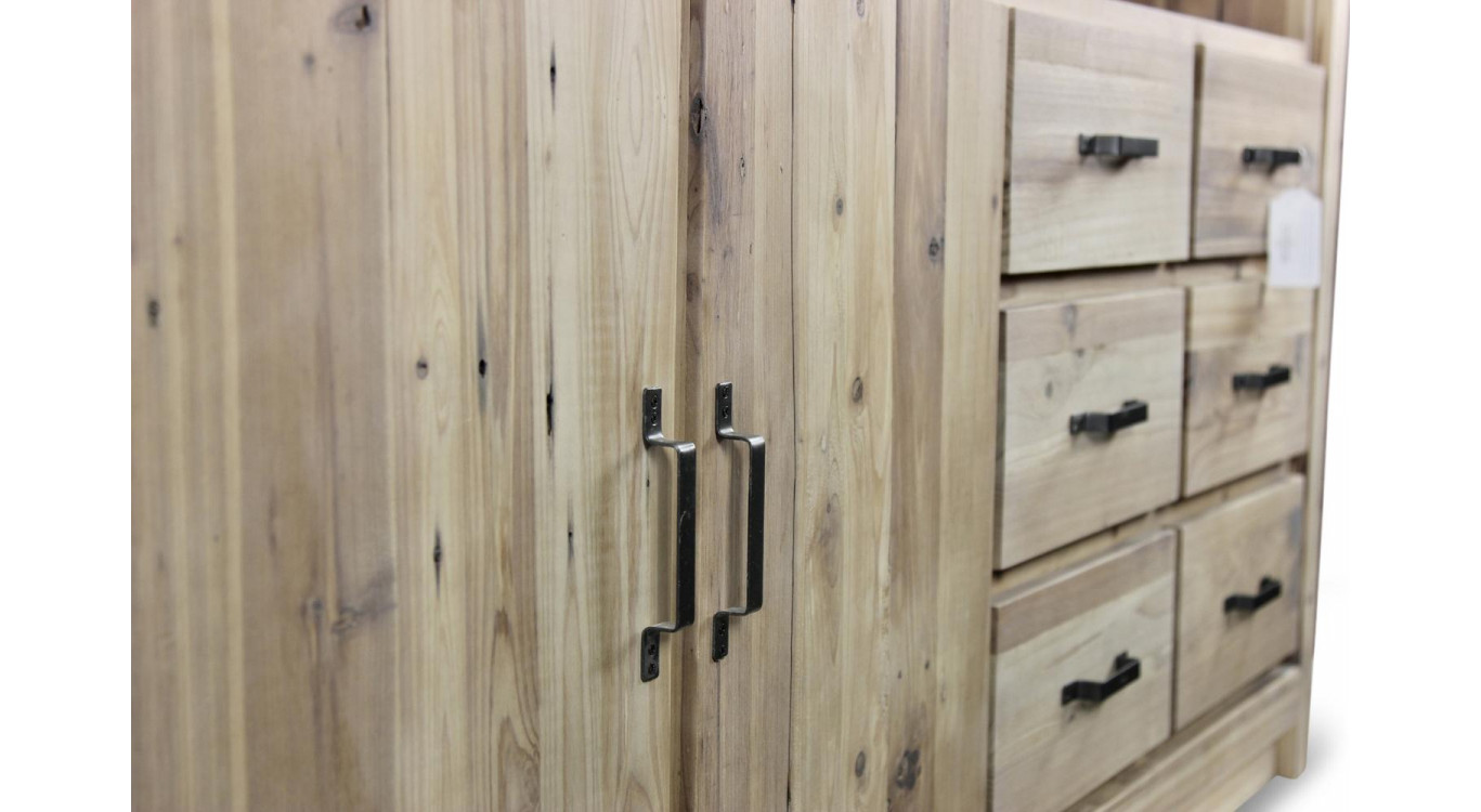 Anrichte mit 6 Schubladen Naturholz 184x40x106cm