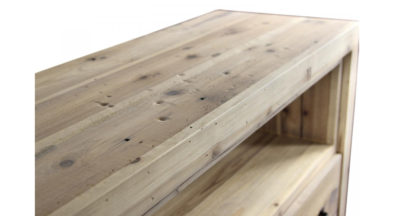 Buffet 6 Tiroirs Bois Naturel 184x40x106cm