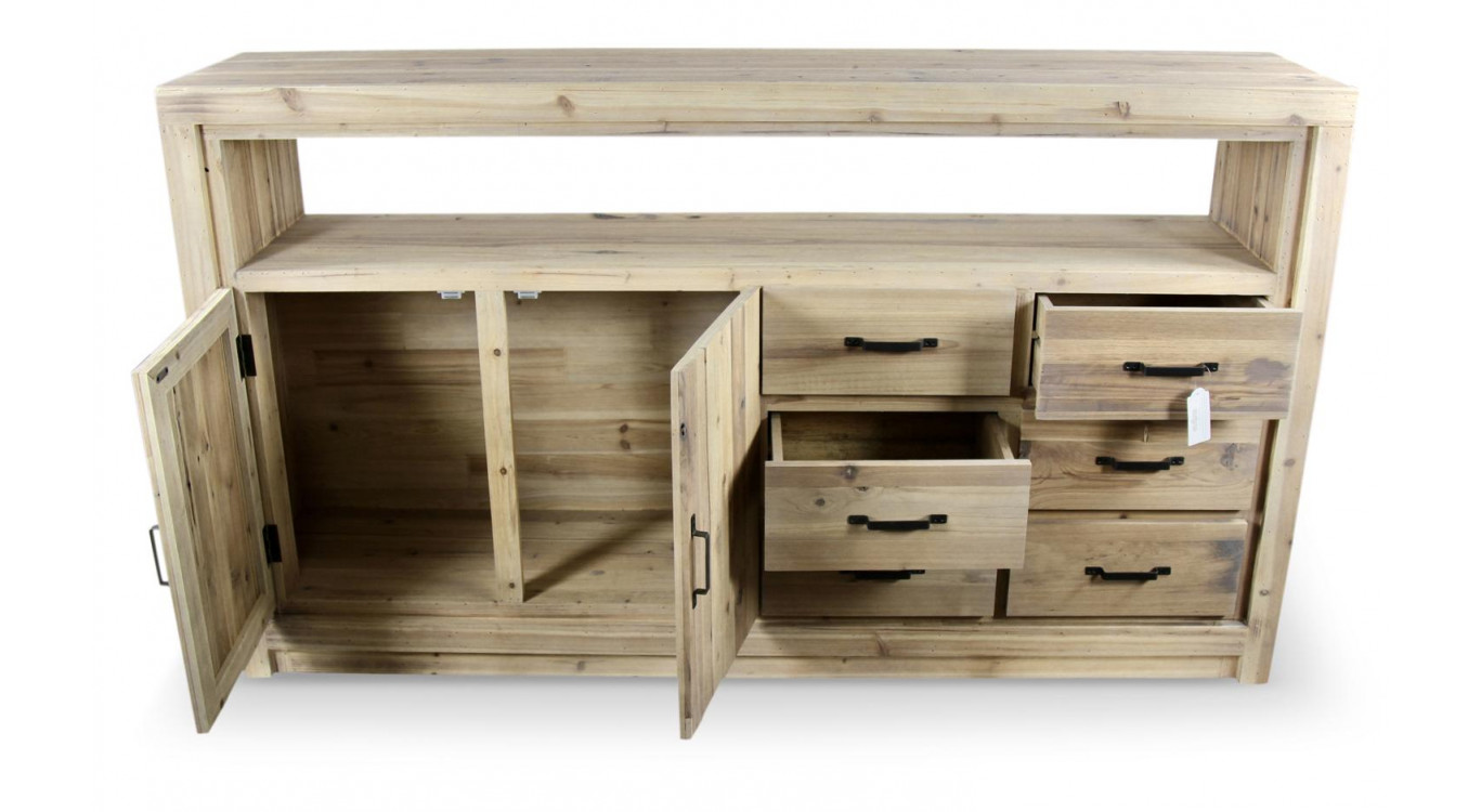 Anrichte mit 6 Schubladen Naturholz 184x40x106cm