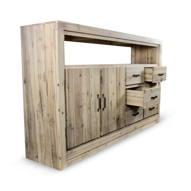 Buffet 6 Tiroirs Bois Naturel 184x40x106cm