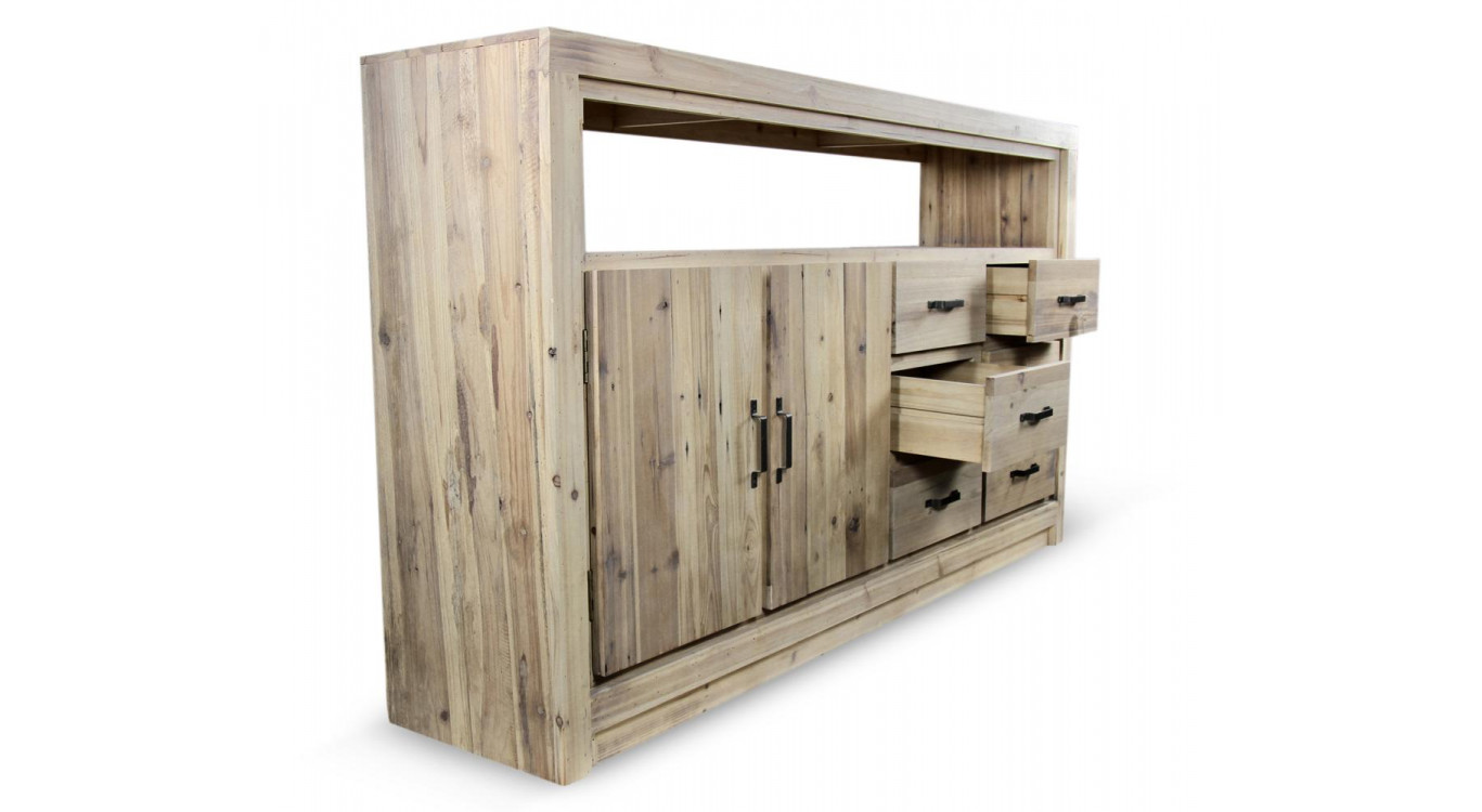 Anrichte mit 6 Schubladen Naturholz 184x40x106cm