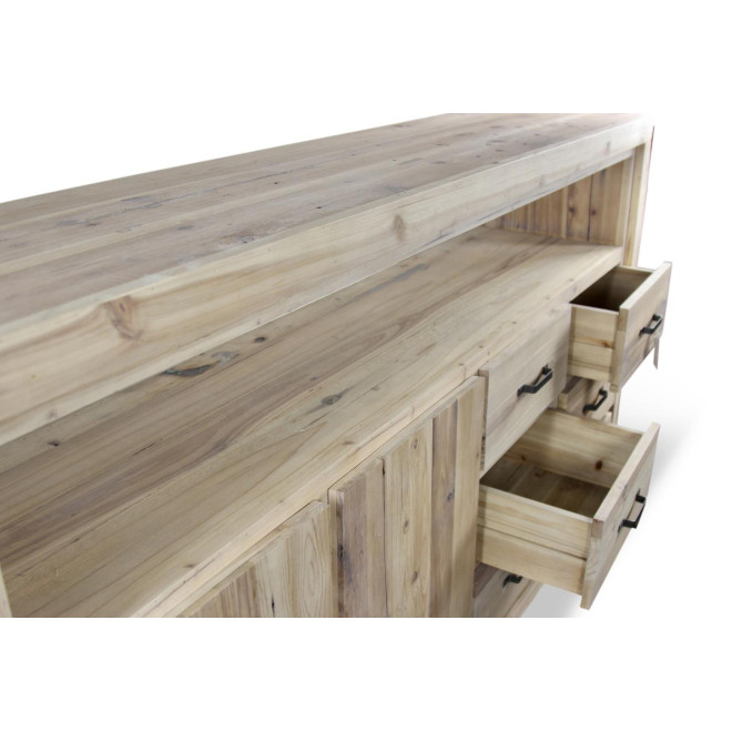 Buffet 6 Tiroirs Bois Naturel 184x40x106cm