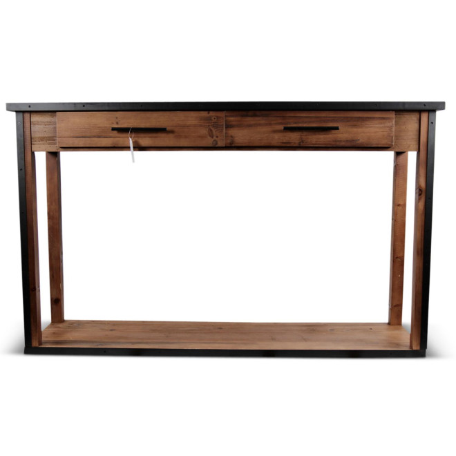 Console Drapier 2 Tiroirs Bois Marron 158.5x44.5x96cm
