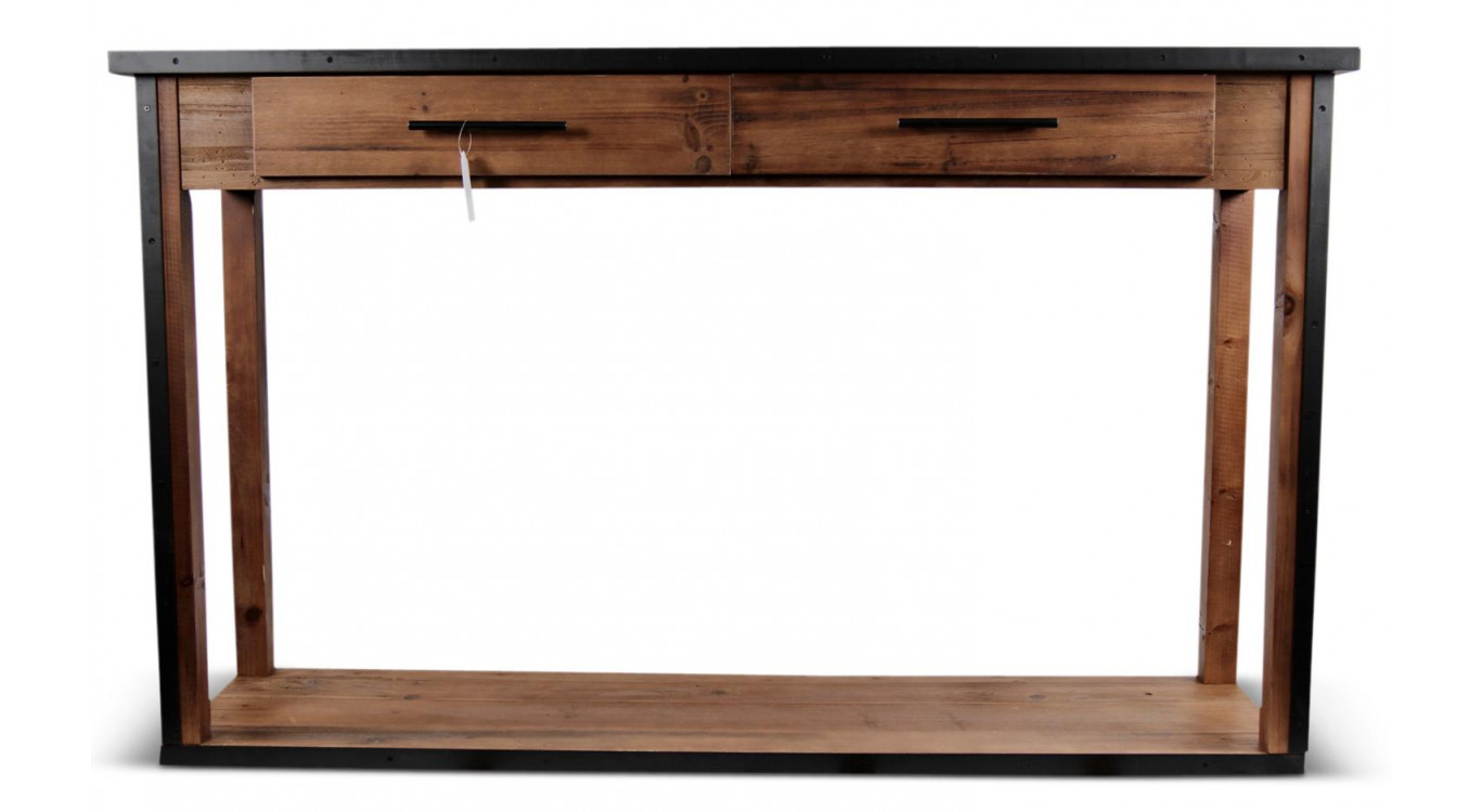Console Drapier 2 Tiroirs Bois Marron 158.5x44.5x96cm