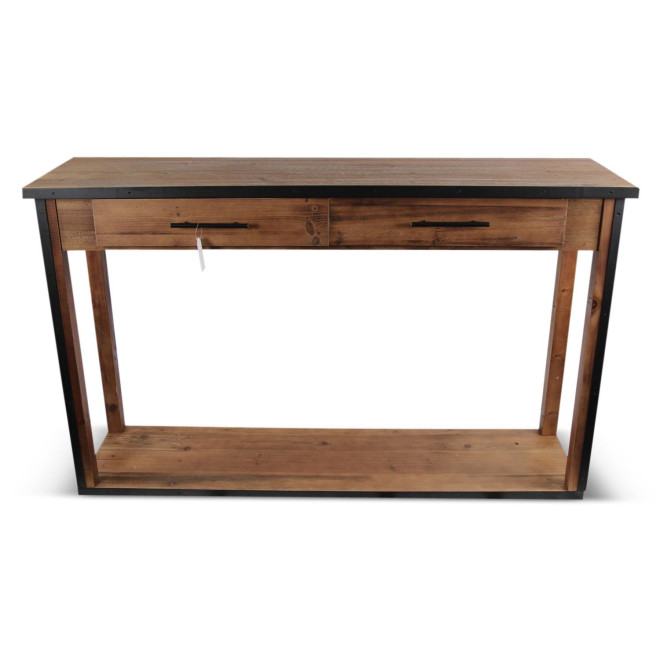 Console Drapier 2 Tiroirs Bois Marron 158.5x44.5x96cm