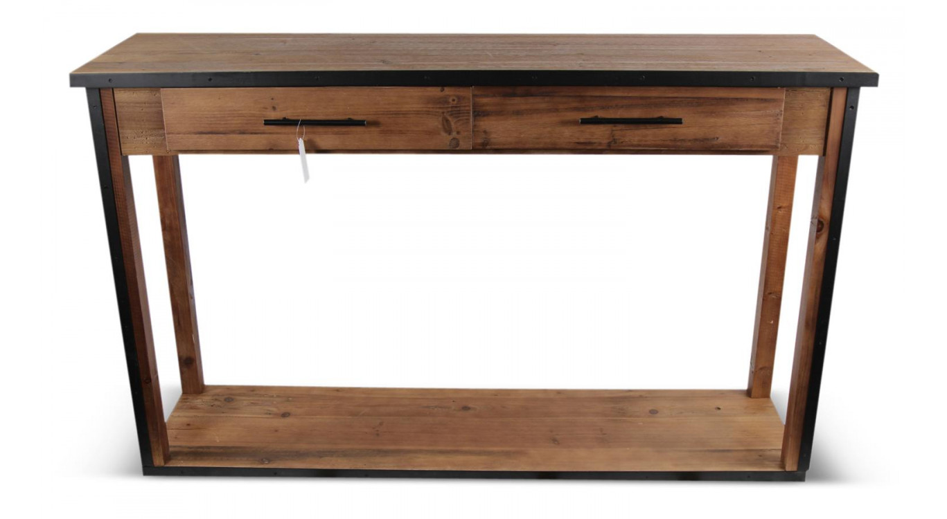 Console Drapier 2 Tiroirs Bois Marron 158.5x44.5x96cm