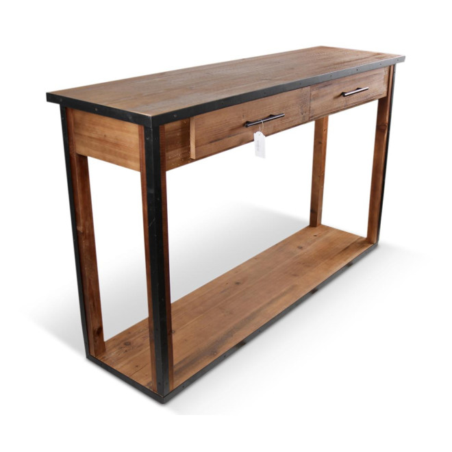 Console Drapier 2 Tiroirs Bois Marron 158.5x44.5x96cm