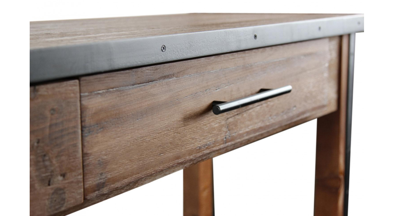 Console Drapier 2 Tiroirs Bois Marron 158.5x44.5x96cm