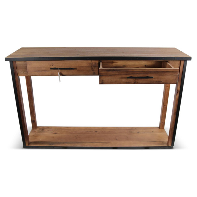 Console Drapier 2 Tiroirs Bois Marron 158.5x44.5x96cm