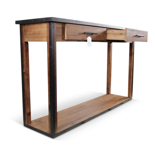 Console Drapier 2 Tiroirs Bois Marron 158.5x44.5x96cm