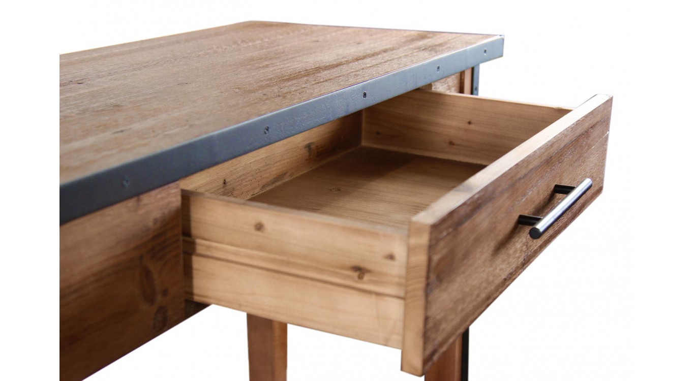Console Drapier 2 Tiroirs Bois Marron 158.5x44.5x96cm