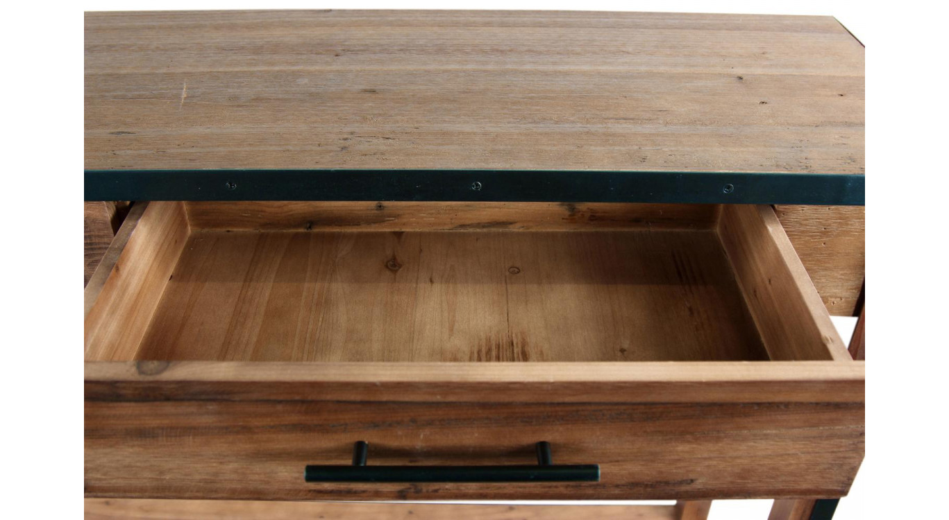Console Drapier 2 Tiroirs Bois Marron 158.5x44.5x96cm