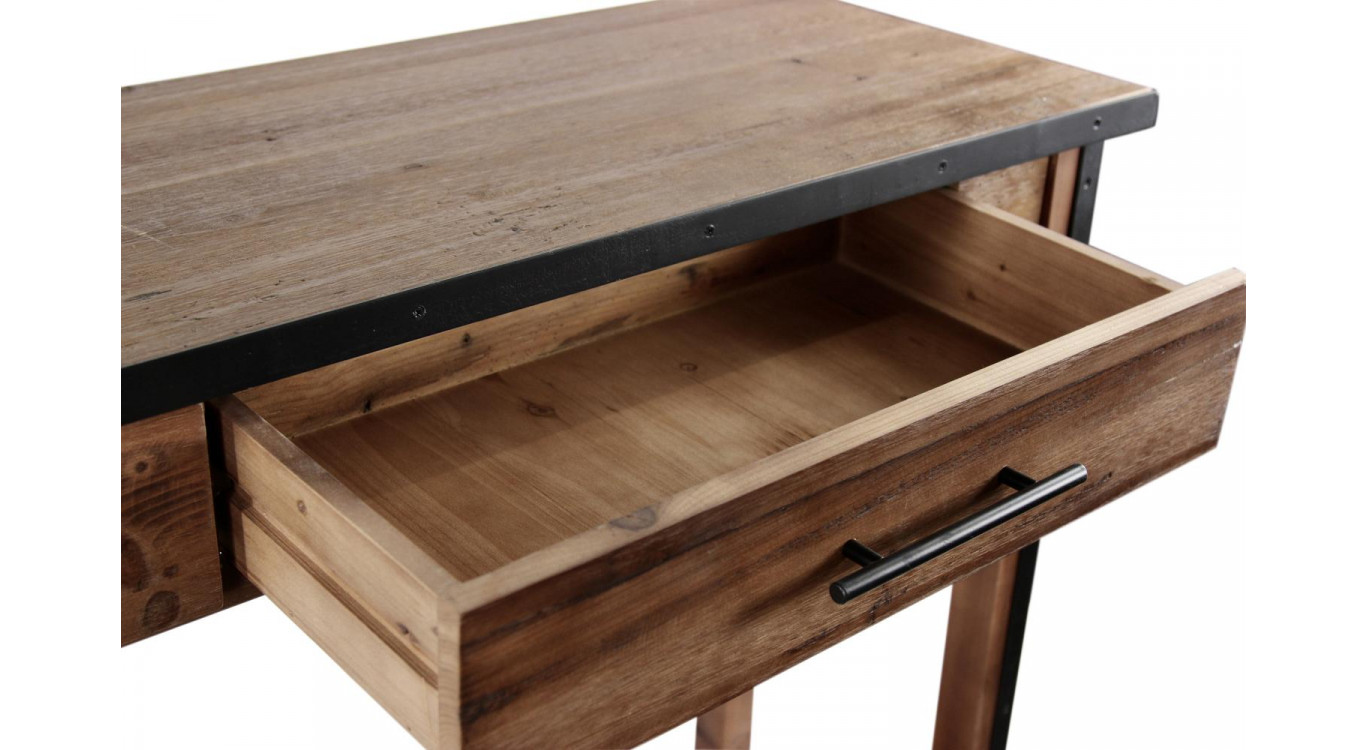 Console Drapier 2 Tiroirs Bois Marron 158.5x44.5x96cm