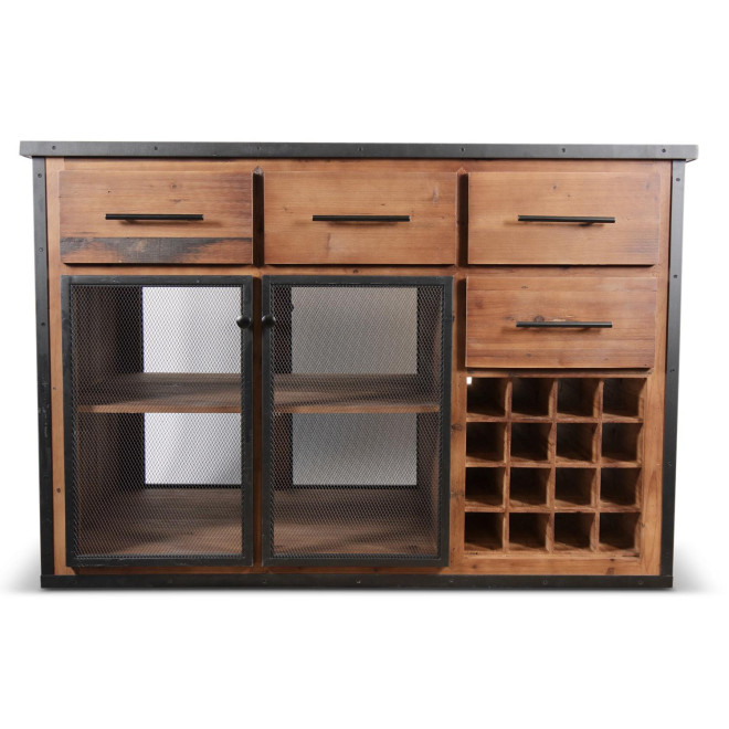 Ilot 4 Tiroirs Bois Marron 140x80x94,5cm