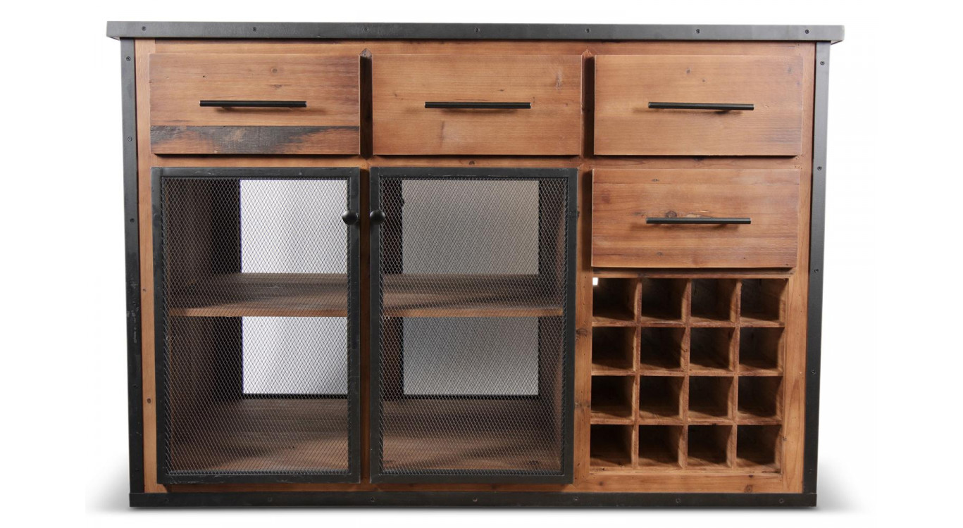 Ilot 4 Tiroirs Bois Marron 140x80x94,5cm