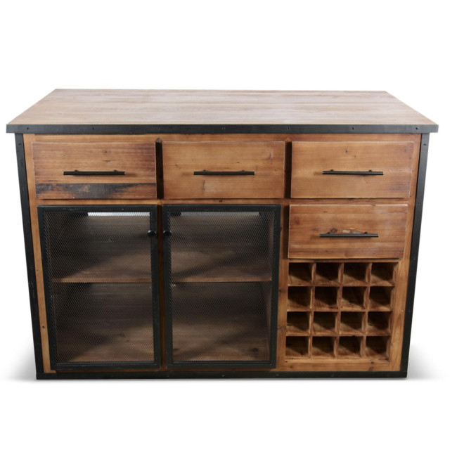 Ilot 4 Tiroirs Bois Marron 140x80x94,5cm