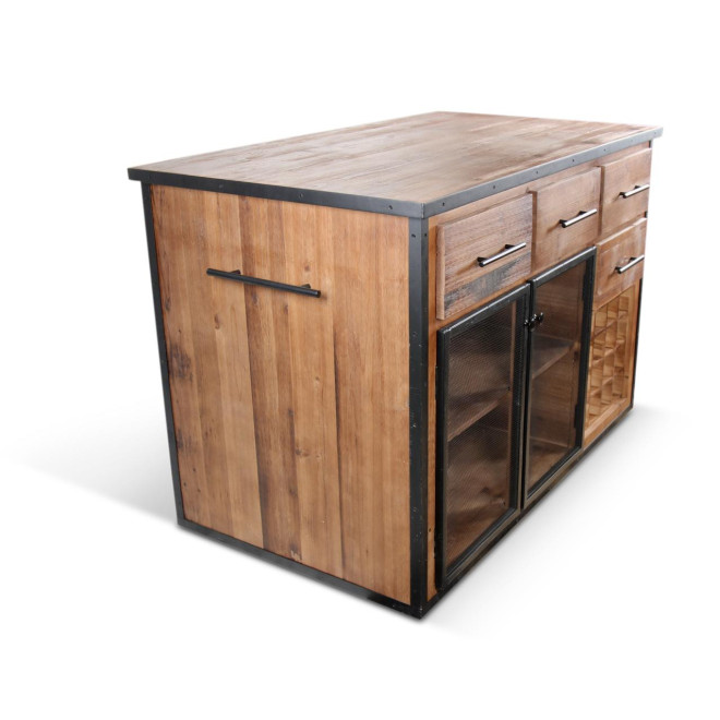 Ilot 4 Tiroirs Bois Marron 140x80x94,5cm