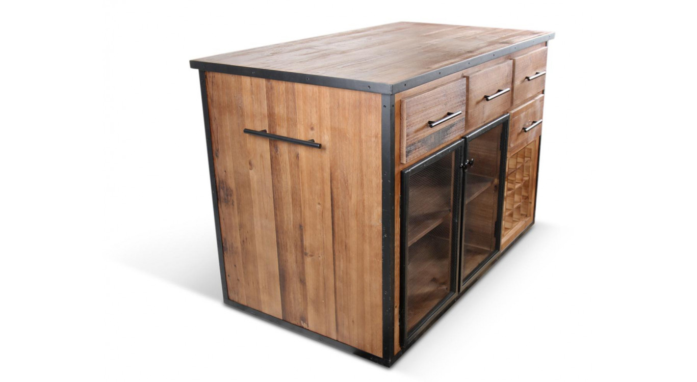 Ilot 4 Schubladen Holz Braun 140x80x94,5cm