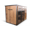 4-drawer brown wood island 140x80x94.5cm