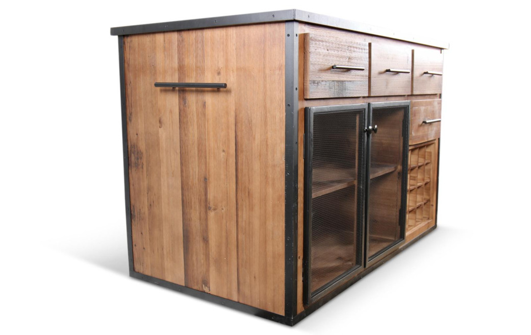 Ilot 4 Schubladen Holz Braun 140x80x94,5cm