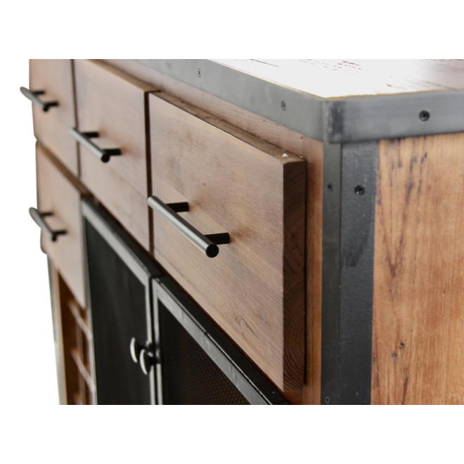 Ilot 4 Tiroirs Bois Marron 140x80x94,5cm