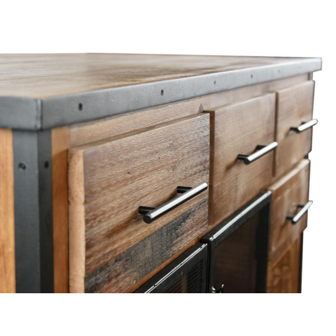 Ilot 4 Tiroirs Bois Marron 140x80x94,5cm