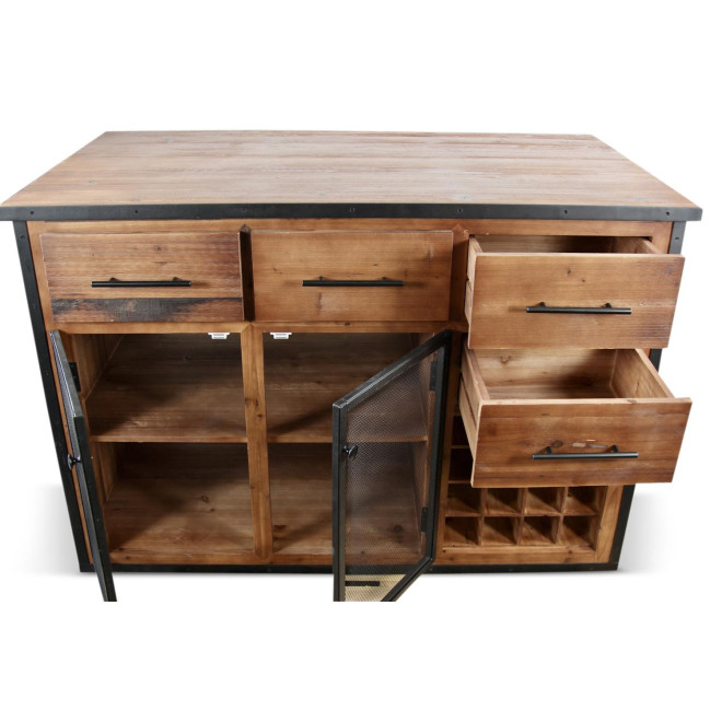 Ilot 4 Tiroirs Bois Marron 140x80x94,5cm