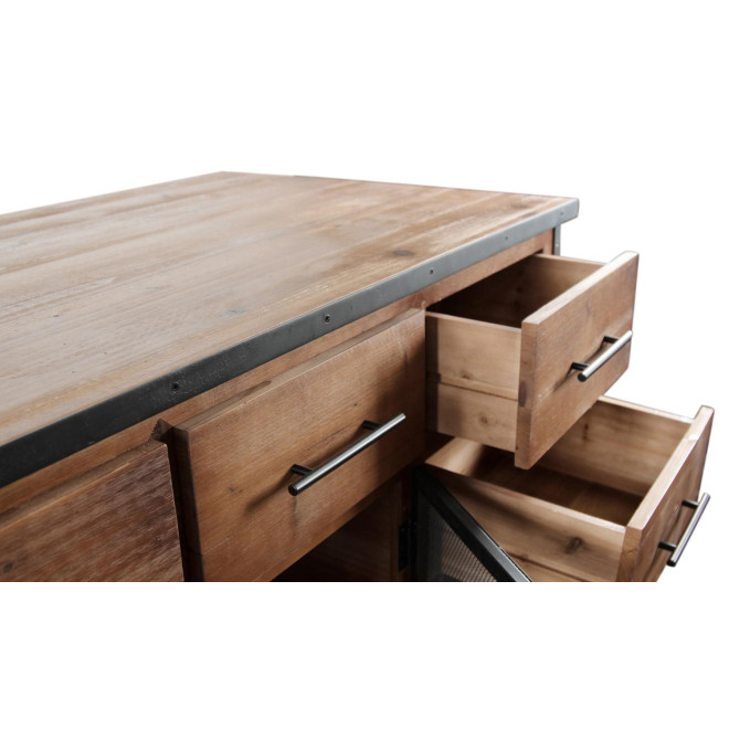 Ilot 4 Tiroirs Bois Marron 140x80x94,5cm