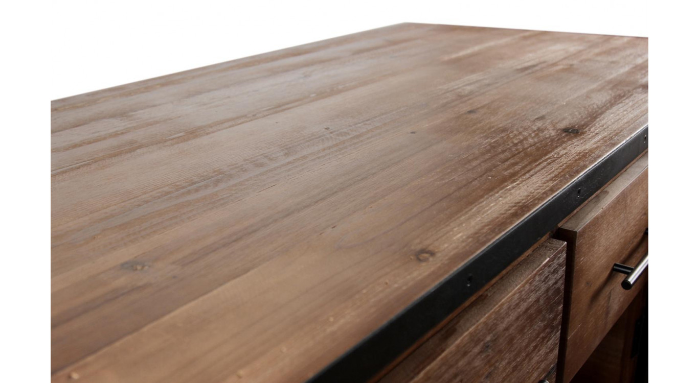 Ilot 4 Tiroirs Bois Marron 140x80x94,5cm