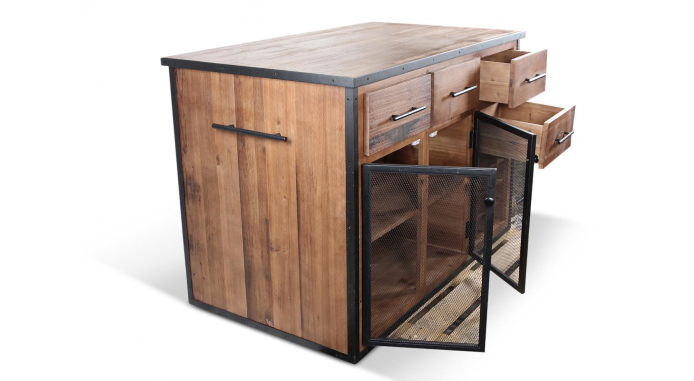Ilot 4 Schubladen Holz Braun 140x80x94,5cm