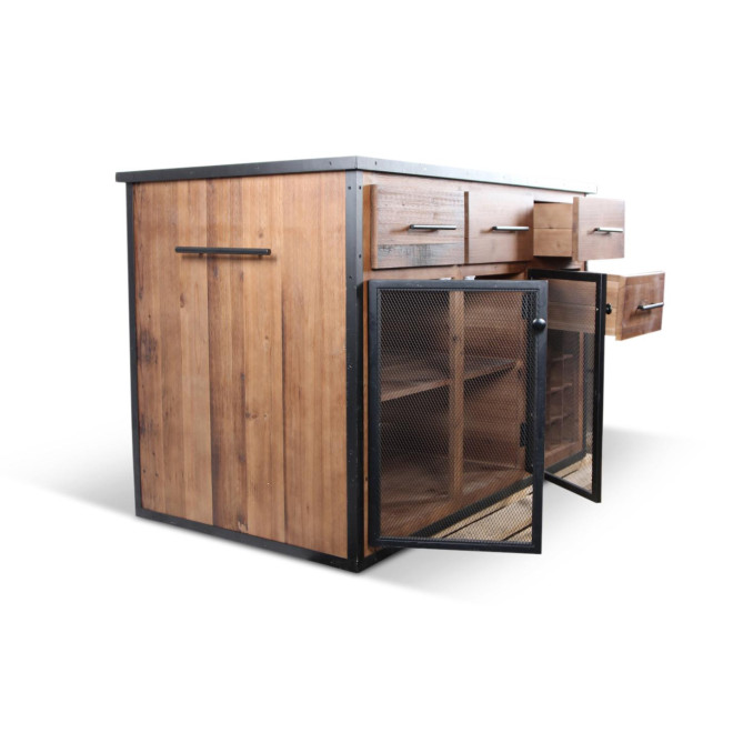 Ilot 4 Tiroirs Bois Marron 140x80x94,5cm