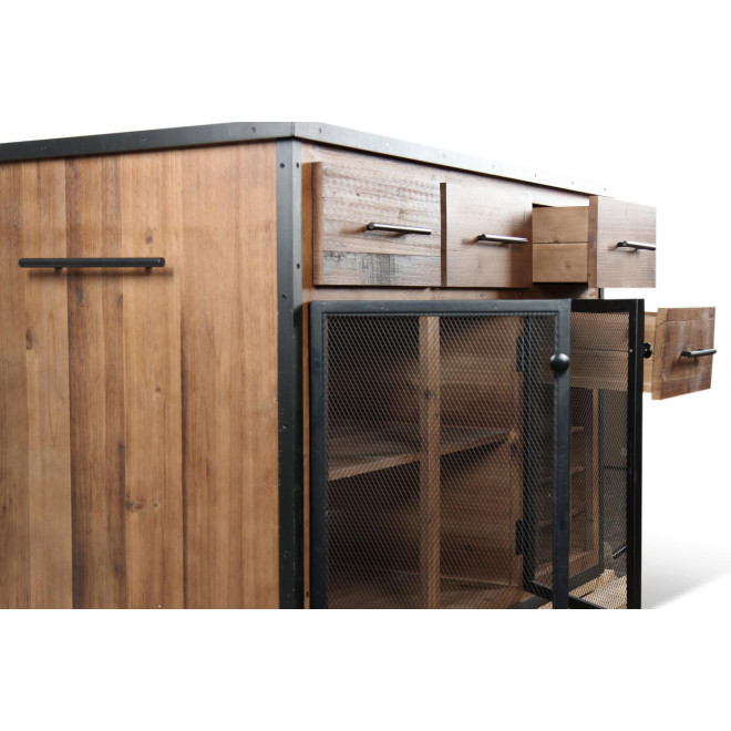 Ilot 4 Schubladen Holz Braun 140x80x94,5cm
