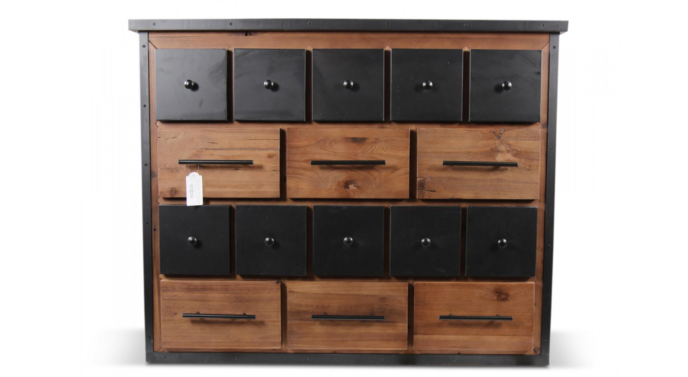 Bahut Grainetier 16 Tiroirs Bois Marron 117,5x44,5x95cm