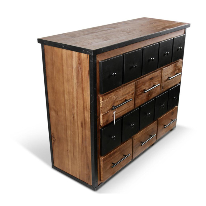 Truhe Grainetier 16 Schubladen Holz Braun 117,5x44,5x95cm
