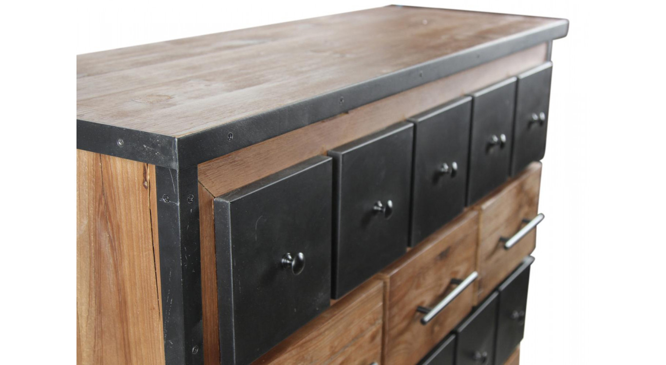 Truhe Grainetier 16 Schubladen Holz Braun 117,5x44,5x95cm