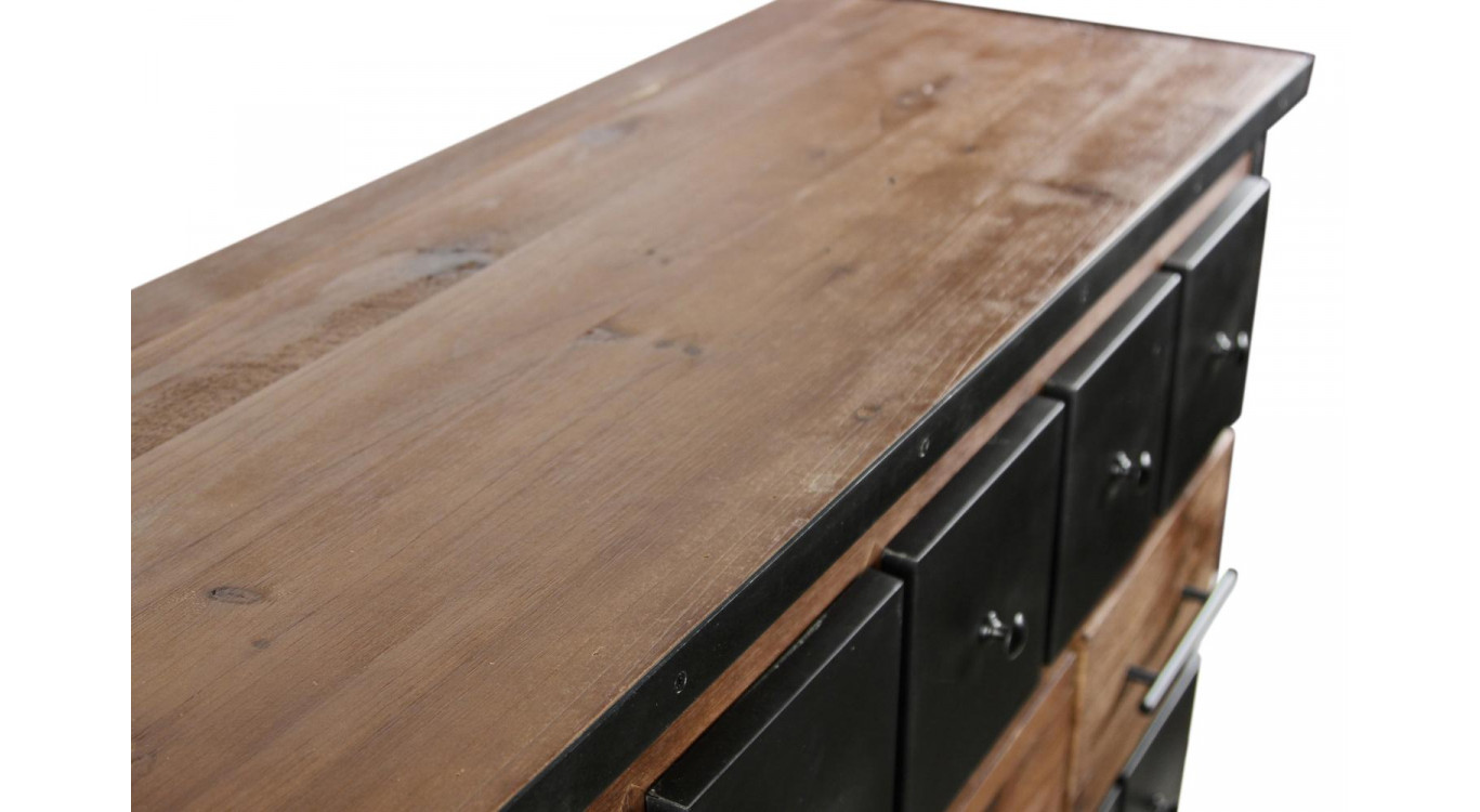 Truhe Grainetier 16 Schubladen Holz Braun 117,5x44,5x95cm