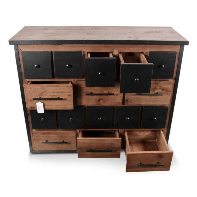 Bahut Grainetier 16 Tiroirs Bois Marron 117,5x44,5x95cm