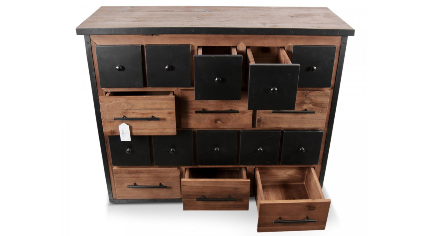 Truhe Grainetier 16 Schubladen Holz Braun 117,5x44,5x95cm