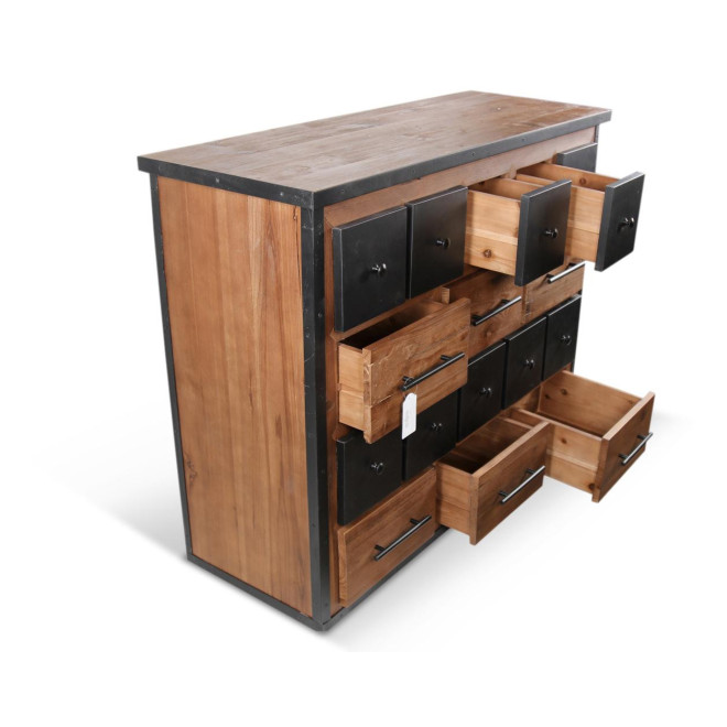 Truhe Grainetier 16 Schubladen Holz Braun 117,5x44,5x95cm