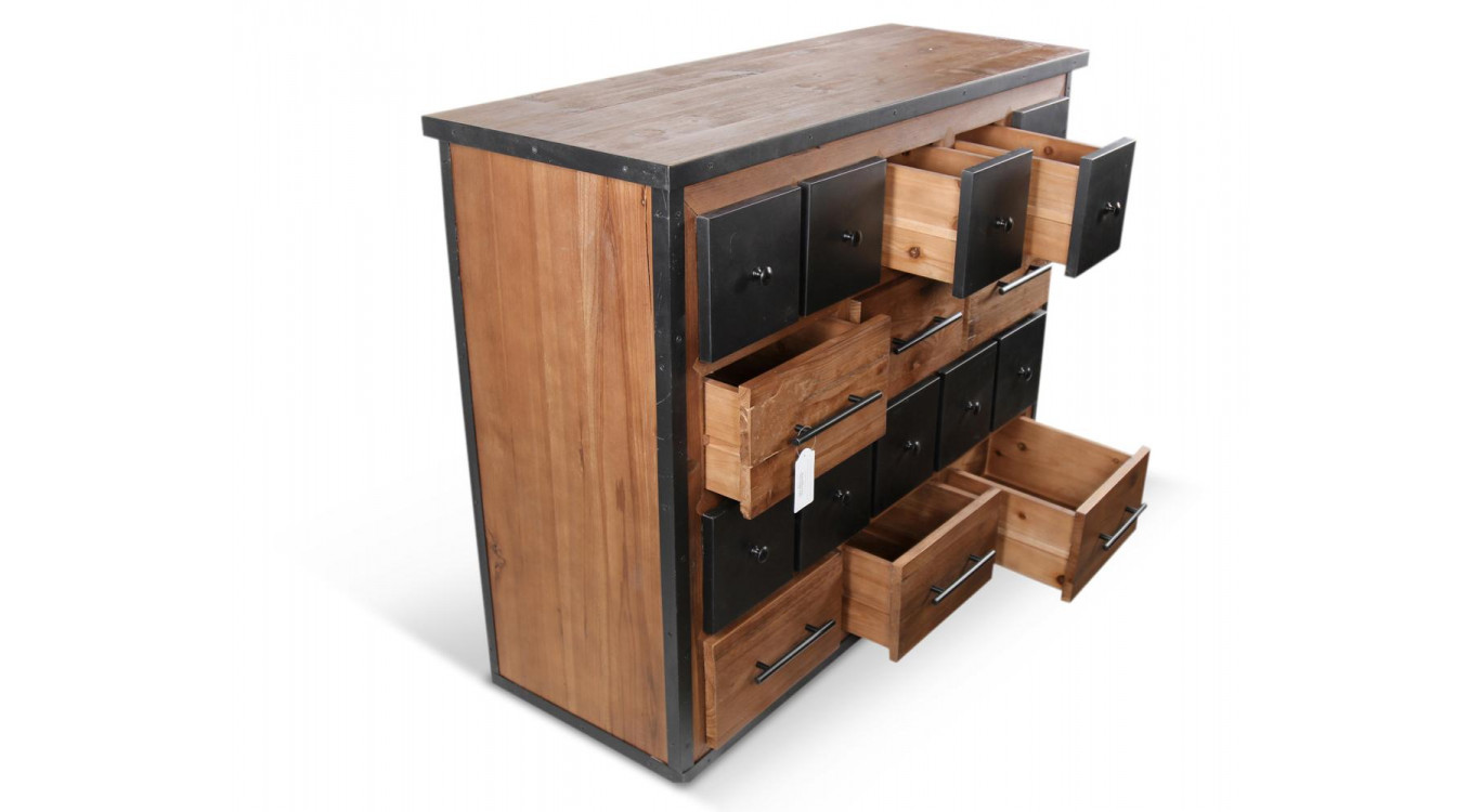 Truhe Grainetier 16 Schubladen Holz Braun 117,5x44,5x95cm