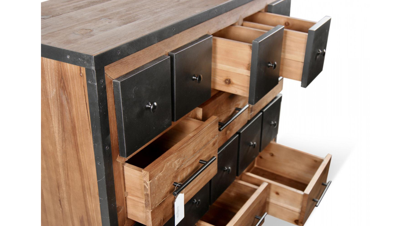 Truhe Grainetier 16 Schubladen Holz Braun 117,5x44,5x95cm