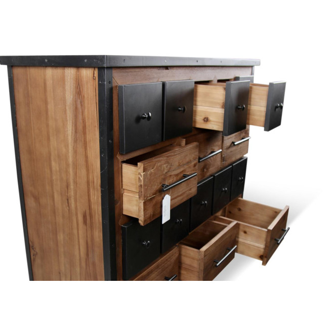 Bahut Grainetier 16 Tiroirs Bois Marron 117,5x44,5x95cm