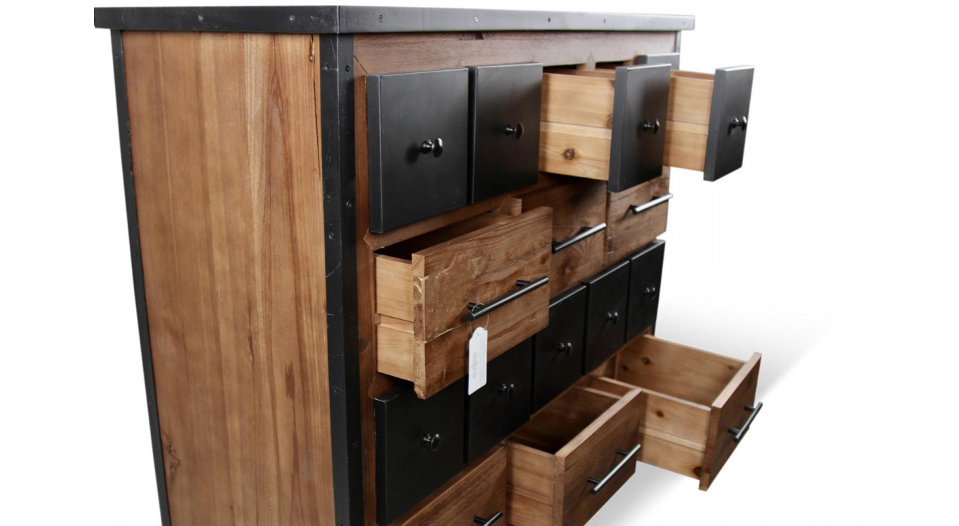 Truhe Grainetier 16 Schubladen Holz Braun 117,5x44,5x95cm