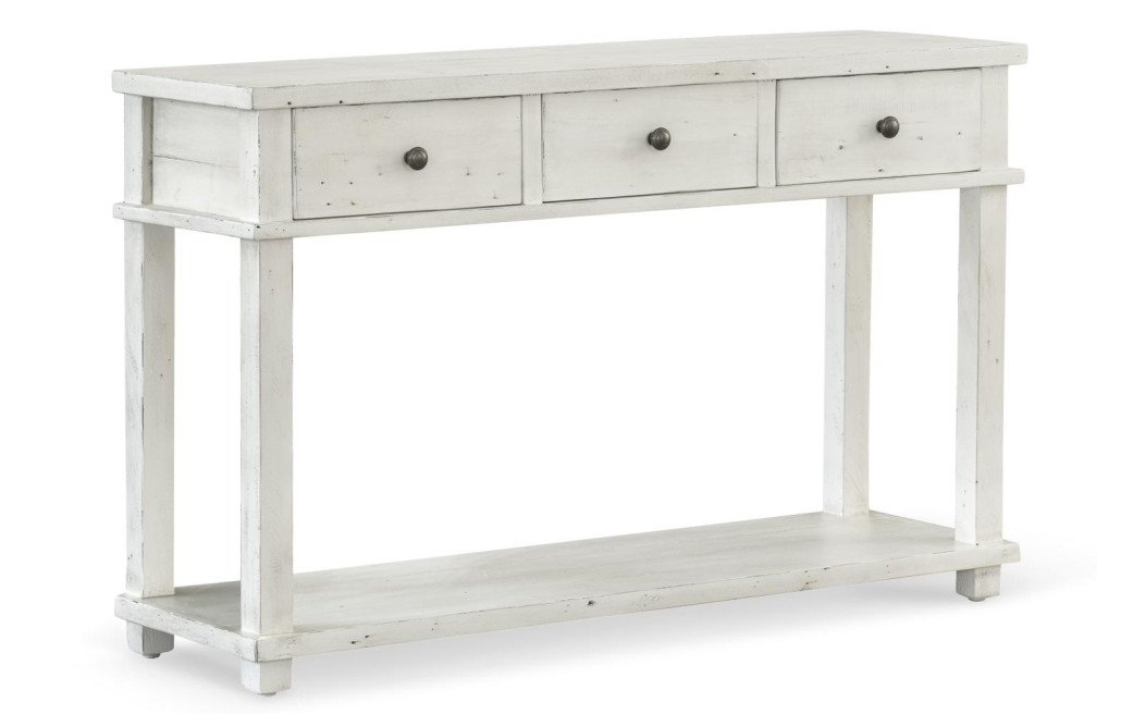Console 3 Tiroirs Bois Blanc 128x38x80cm
