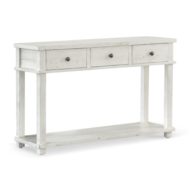 Console 3 Tiroirs Bois Blanc 128x38x80cm