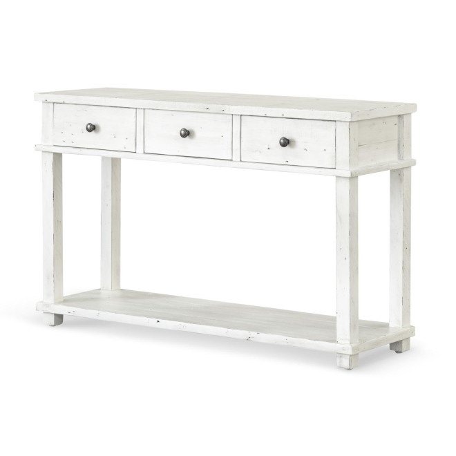 Console 3 Tiroirs Bois Blanc 128x38x80cm