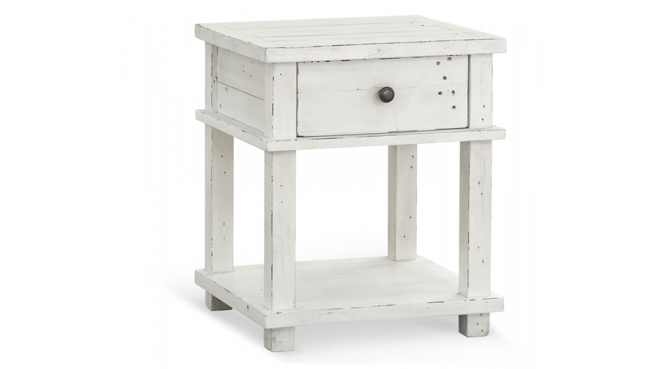 Nachttisch 1 Schublade Holz Weiß 50x45x60cm