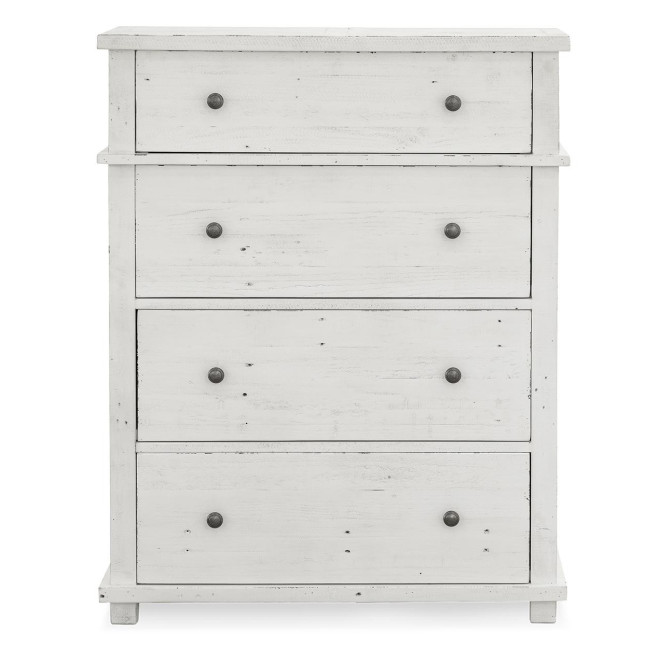 Commode 4 Tiroirs Bois Blanc 90x45x115cm