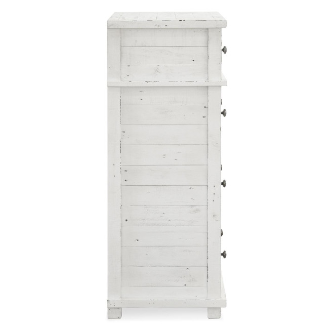 Commode 4 Tiroirs Bois Blanc 90x45x115cm